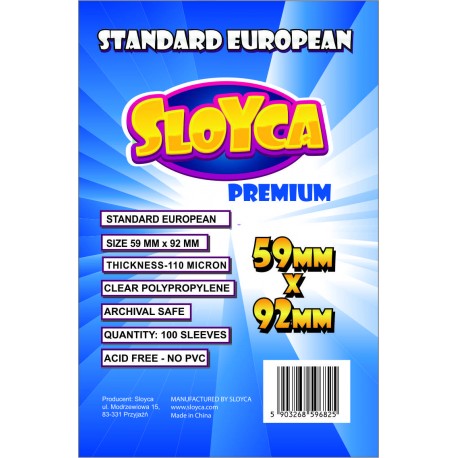 SLOYCA Koszulki Standard European Premium (59x92mm) 100 szt